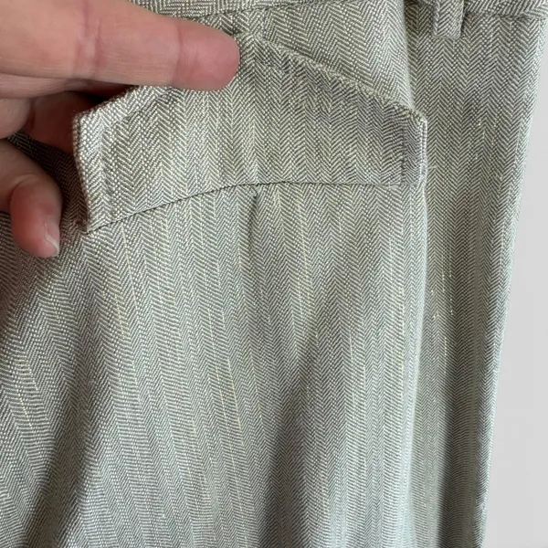 Bill Blass Vintage Womens Beige Gold Metallic Herringbone Wide Leg Dress Pants 6 - Image 4