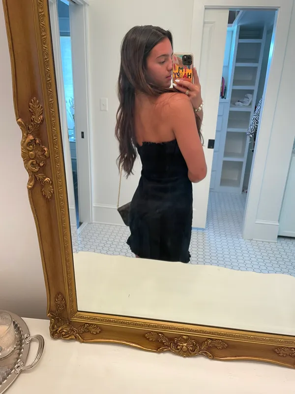 She + Sky Suede Black Dress - Image 6
