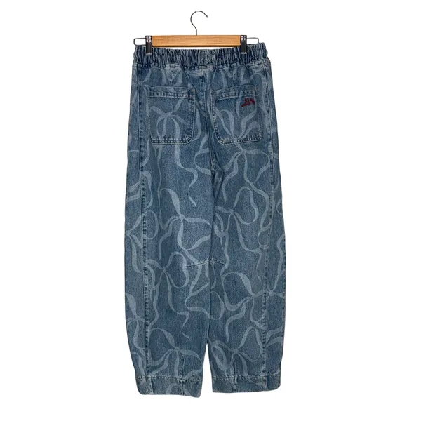 Damson‎ Madder Bow Print Denim Trousers Womens 6 Blue Excellent Barrel Leg Pants - Image 6
