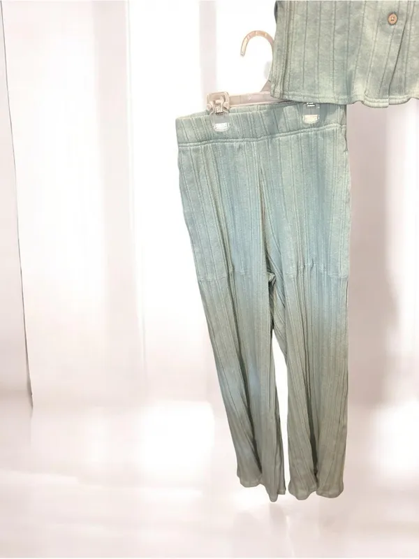 Free People Beach Dana Ribbed Lounge Set Vest Pants April Mist Green S - Image 3