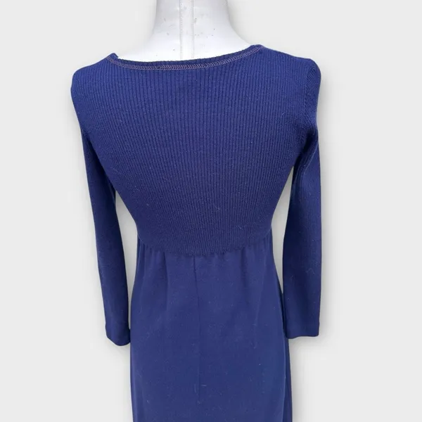 VTG 70s Hubba Hubba Maxi Sweater Dress Women’s Medium Blue Cottage Hippie Boho - Image 5