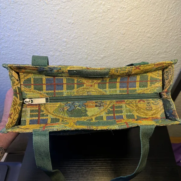 VTG 90s‎ Tapestry Golf Tournament Tote Bag & Coin Purse Pouch Plaid Large Purse - Image 7