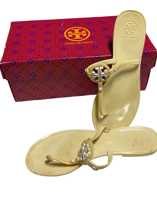 Tory Burch Cream white Mini Logo jelly Miller Sandals Resortwear vacation Costal - Image 2