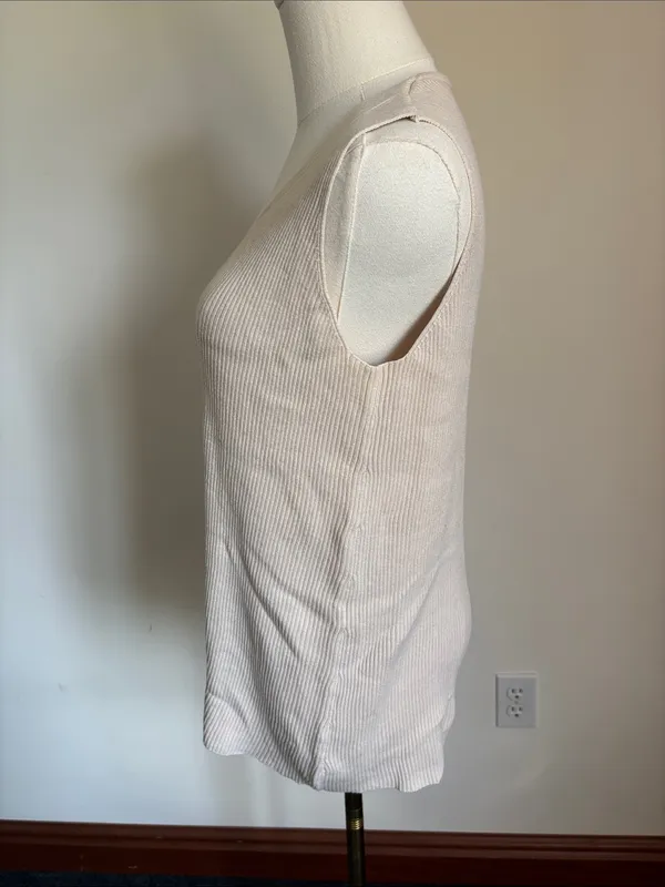 Motherhood Ribbed V-Neck Sleeveless Knit Tank - Cream - Image 3
