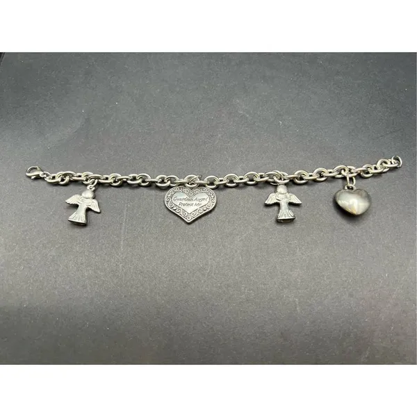 Guardian Angel Heart Silver Tone Fashion Charm Bracelet - Image 3