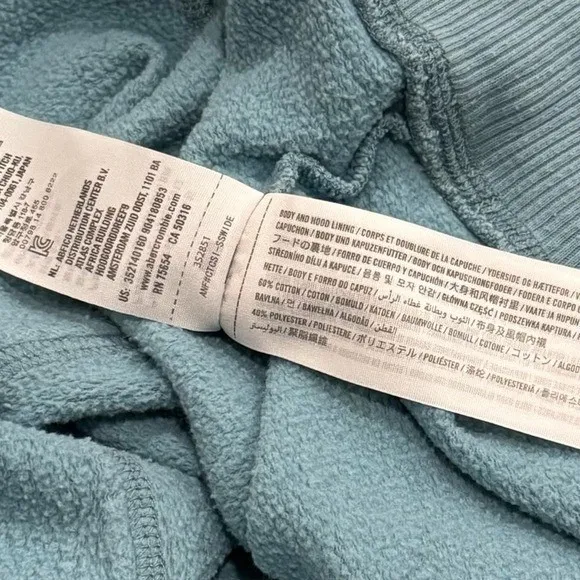 Y2K Hollister Baby Blue Spellout Hoodie Academia Preppy Comfort Coastal M - Image 8