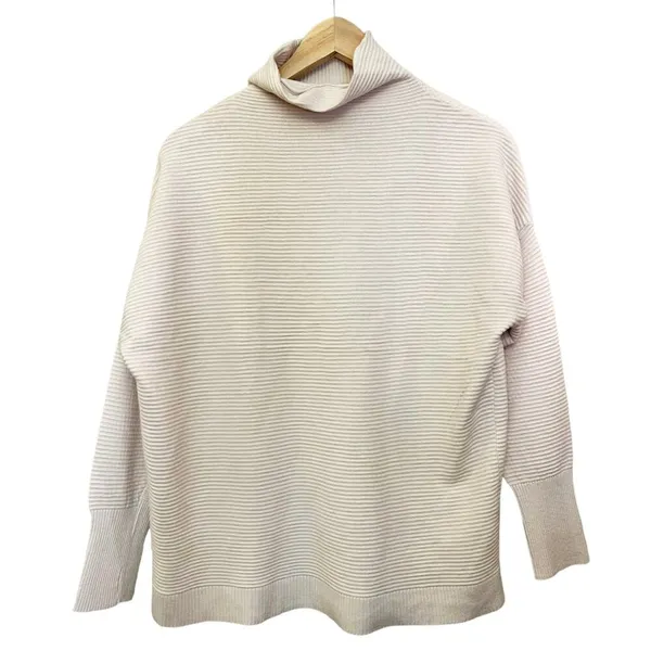 WHITE HOUSE BLACK MARKET Cream Mock Neck Ribbed Sweater Long Sleeves Large NEW - Image 4