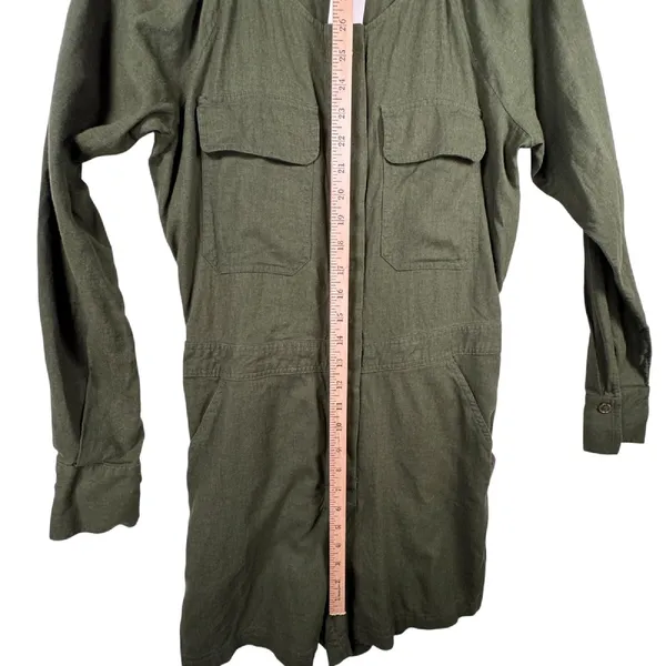 Banana Republic Linen Blend Utility Romper Long Sleeve Army Olive Green‎ Size S - Image 7
