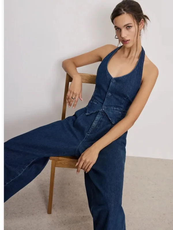 NWT Good American Denim Halter Vest Large, INDIGO724 - Image 6