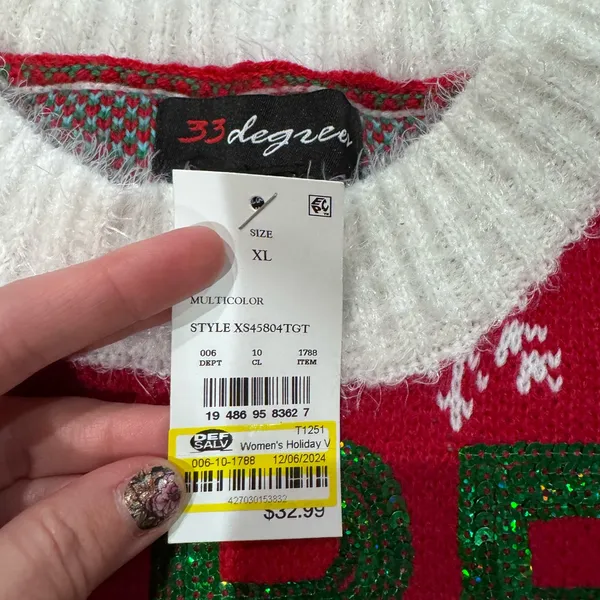 Festive Red and Green Christmas Sweater- size XL - Image 2