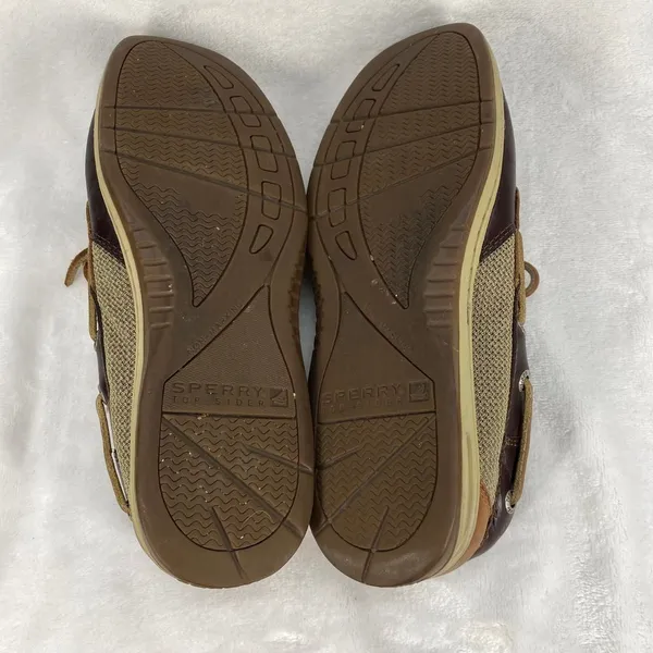 Sperry Top-Sider Leather Boat Shoes Mesh Detail Brown Tan Comfort Loafers‎ 7.5M - Image 10