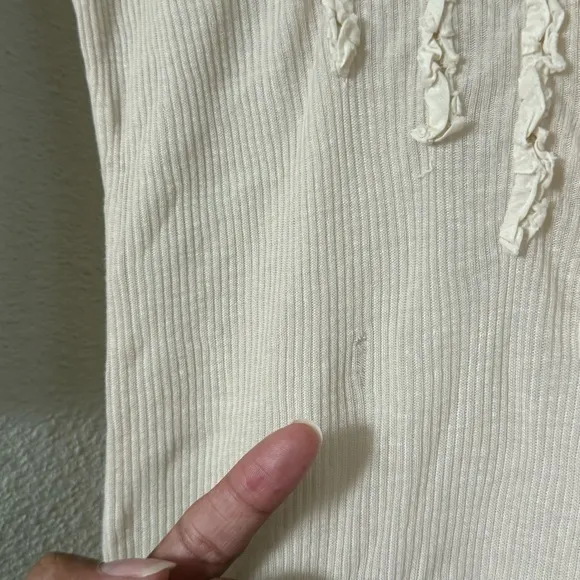 Young Fabulous & Broke Sheer Ribbed Henley Tunic Distressed Boho Style Large - Image 7
