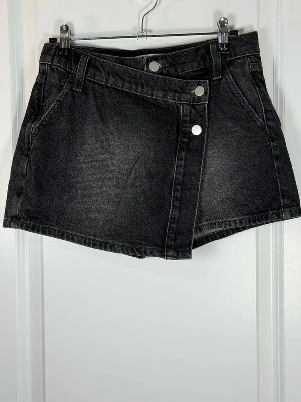 Altar'd State Black Denim Wrap Skort - Image 2