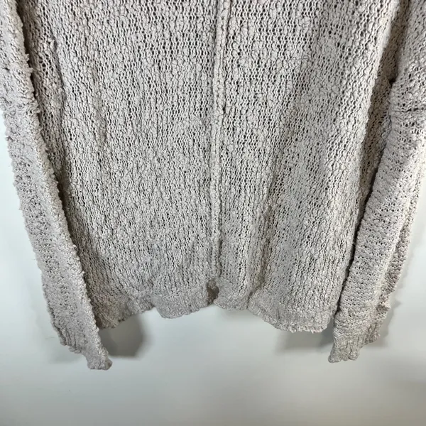 Free People‎ Womens Oversized V-Neck Textured Knit Sweater Beige Large - Image 8