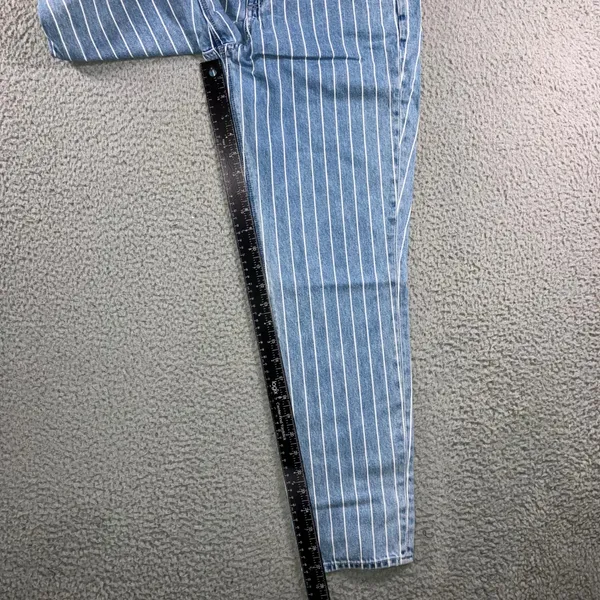 American Eagle Pinstripe Mom Jeans 4 29x27 Blue Retro High Waisted Tapered Leg - Image 12