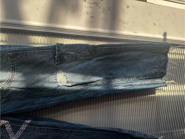 Revice Blue Distressed Jeans with Ribbon Detail - Image 4