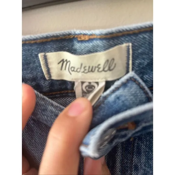 Madewell The Rail Straight Leg Jeans Womens Size 33 Large Raw Hem Medium Wash - Image 7