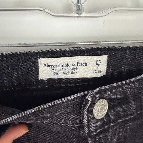 Abercrombie & Fitch The Ankle Straight Ultra High Rise Jeans Black Denim 2‎ Long - Image 5