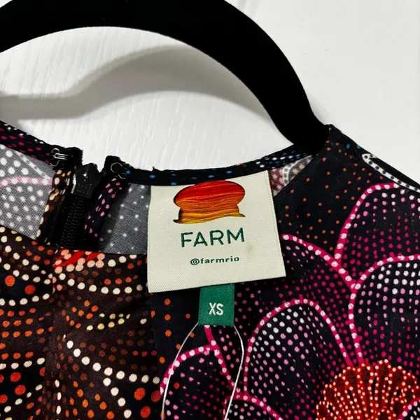 Farm Rio Sparkle Flowers Mini Dress Floral Print Circle Cut-Out Size XS - Image 8
