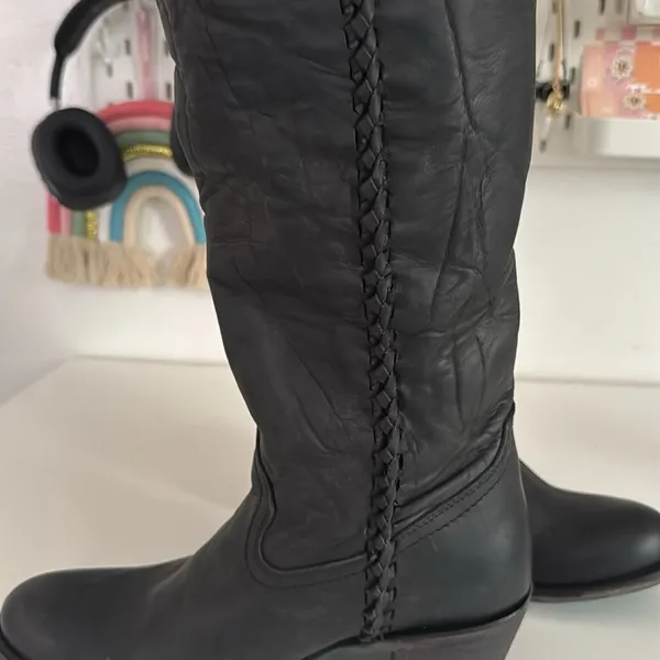 Lane Women's Plain Jane Charcoal Tall Western Boots EUC - Image 4