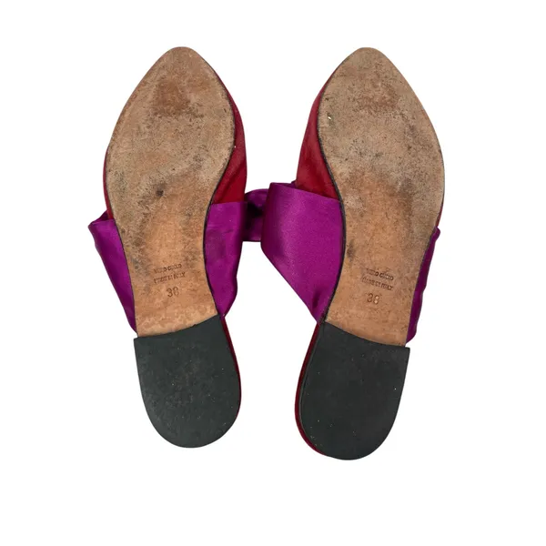 Vero Cuoio Marco Purple Red Bow Accent Slip On Pointed Toe Flats Sandals US 7.5 - Image 4