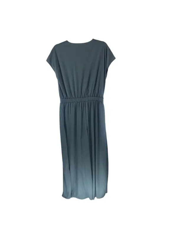 Halara V Neck Short Sleeve Pockets Wide Leg Flowy Waffle Jumpsuit Gray L Tall - Image 5