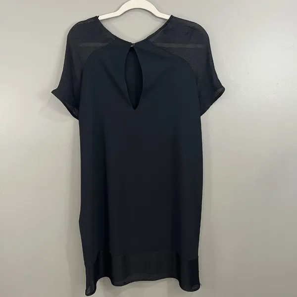 Zara Basic Size XL Black Mesh Sheer Sleeve and Hem Short Sleeve Midi Dress - Image 6
