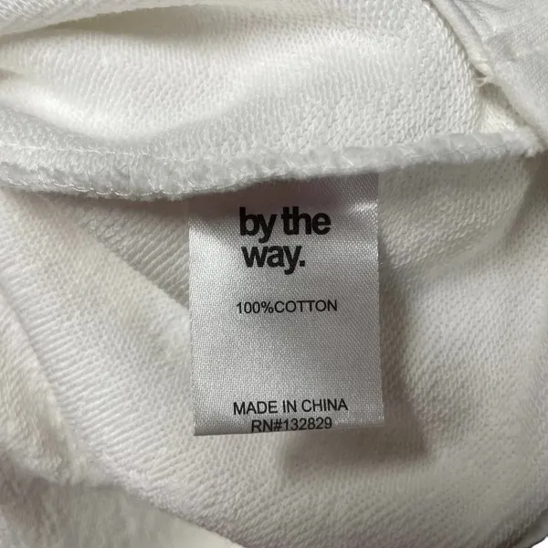 By the Way. Off the Shoulder Tie Front Sweatshirt‎ in White Size Small - Image 9