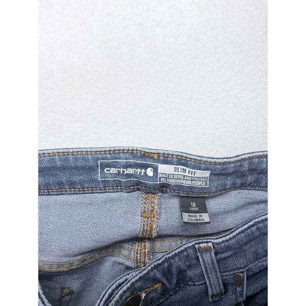 Carhartt Slim Fit Rugged Flex Jeans Medium Wash Denim Pants Women 18 Short - Image 3
