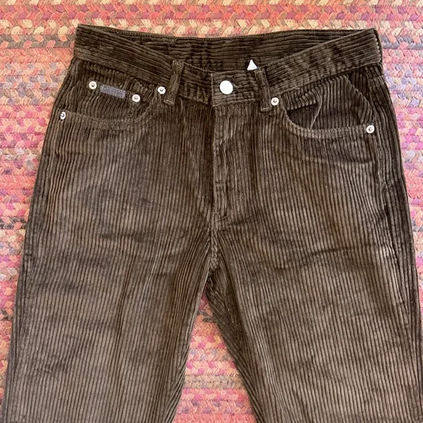 Vtg Calvin Klein Jeans Chocolate Brown Corduroy Pants - Image 2