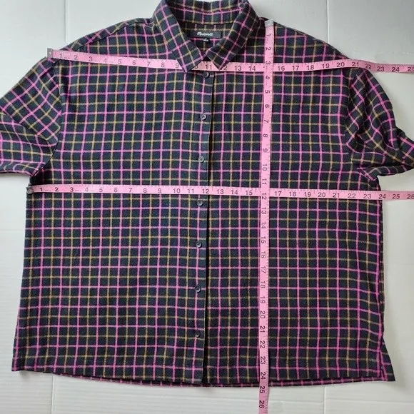 Madewell Plaid Flannel Boxy Shirt Crop Top Size M - Image 7