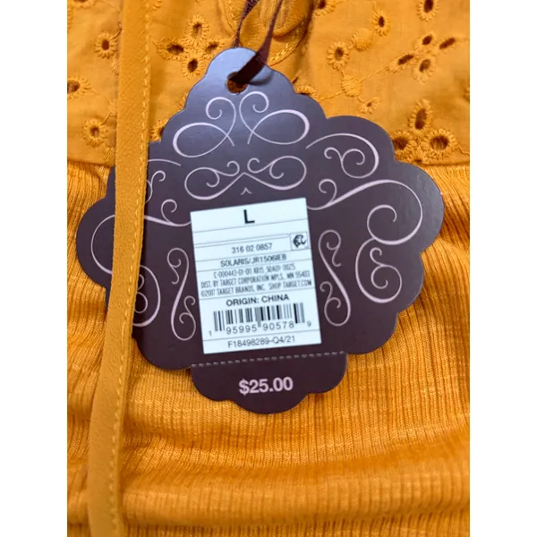 Knox Rose Women's Solaris Orange Eyelet Lace Rib Knit Tank Top, Large - Image 6