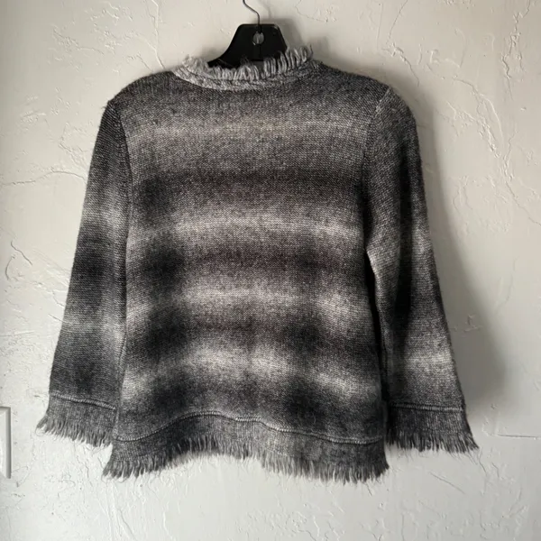 The Limited Scandal Collection Gray Fringe Knit Cardigan Sweater Wool‎ Blend - Image 9