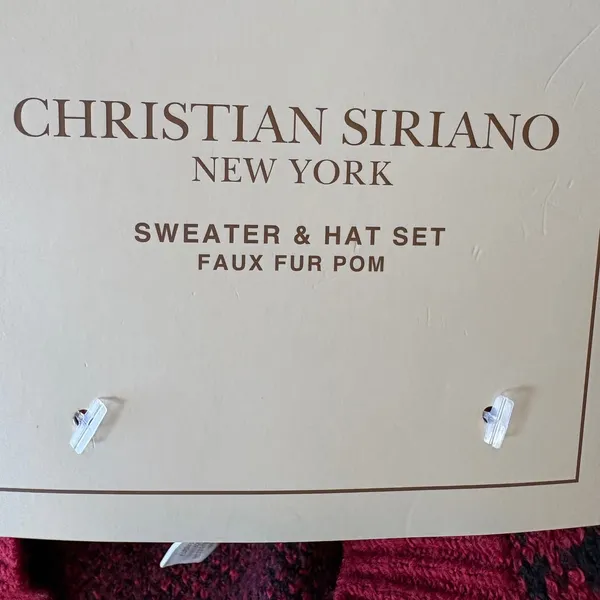 Christian‎ Siriano Red Black Plaid Crew Neck Long Sleeve Knit Sweater Beanie Set - Image 11