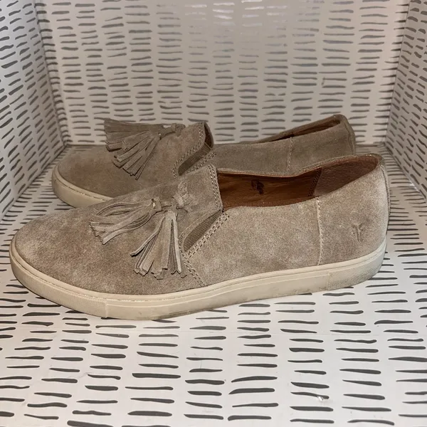 Frye Gemma Tassel Slip On Ash Suede‎ Leather Loafer Sneakers Womens 8.5M Boho - Image 2