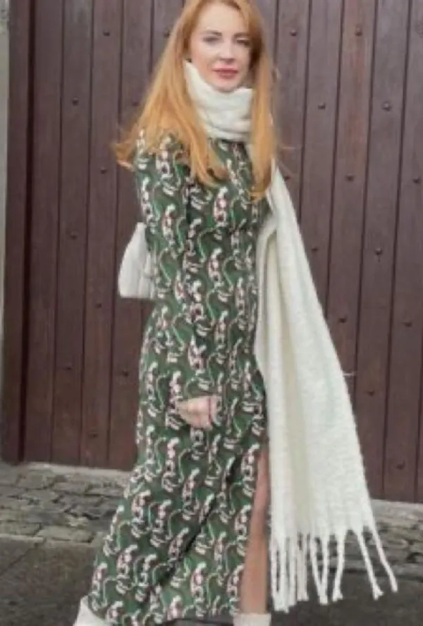 Nwot Zara Woman'S Paisley Printed Midi Dress Green/Multicolor Xs Bloggers Fave - Image 3