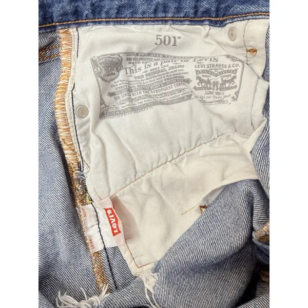 Levi's‎ 501 Original Womens Denim Short Distressed Raw Edge Blue Jean Size W33 - Image 6