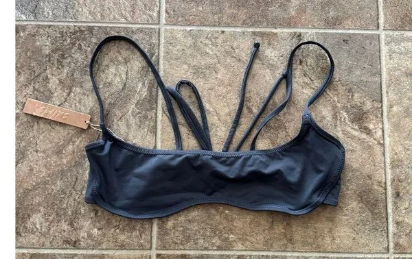 Skims Signature Swim Micro Scoop Bikini Top Gunmetal Size XL - Image 5