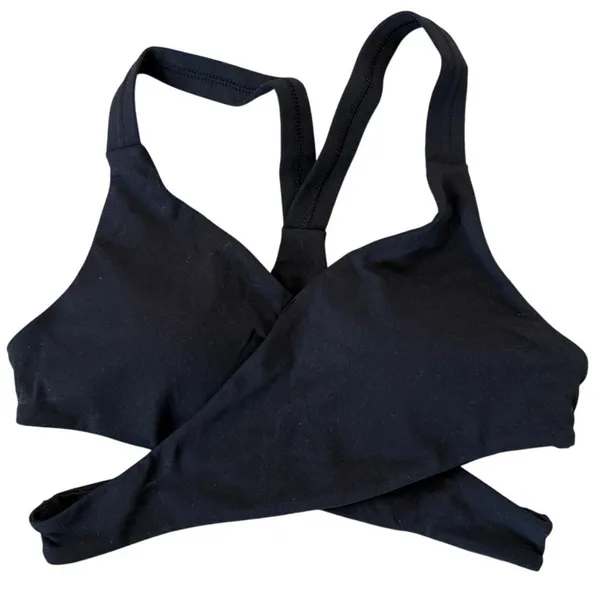 Halara Low Support Crossover Hem Cut Out Racerback Yoga Pilates Sports Bra Blk S - Image 3