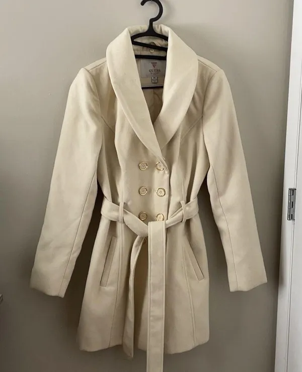 🧥Guess Wool Faux Fur-Trim Coat🧥~med - Image 4