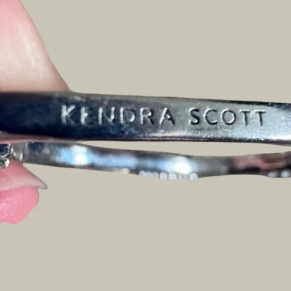 Kendra Scott Livi Fontal Hoops Silver Tone Pave Crystal Hoop Earrings Post Back - Image 12