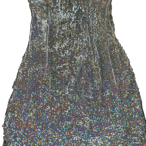 PrettyLittleThing Rhinestone Bodycon Mini Dress Black Sparkly Size 4 - Image 4