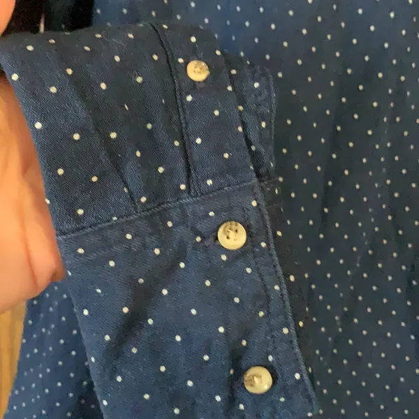Free people button front knit back navy‎ polka dot top - Image 5