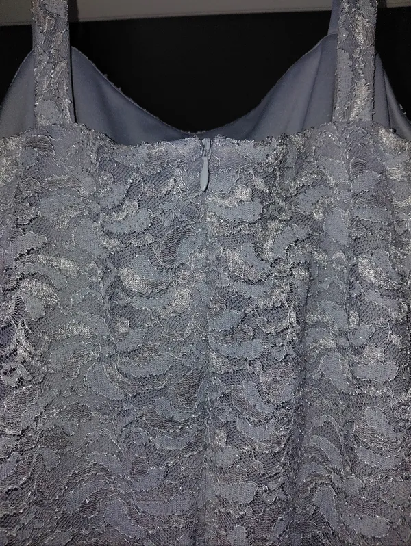 NWT Marina Silver/Grey Lace Chiffon Long Gown Size 6 | Elegant Wedding Guest - Image 14
