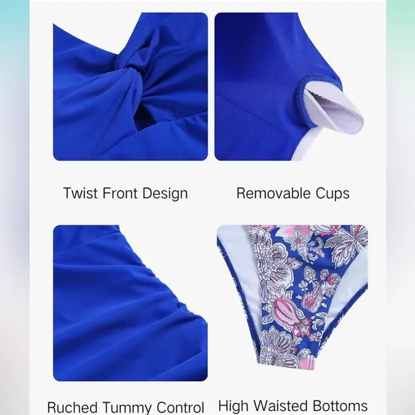 ZAFUL Tankini Twist Front Tummy Control High Waisted Bikini Sets nwt - Image 5
