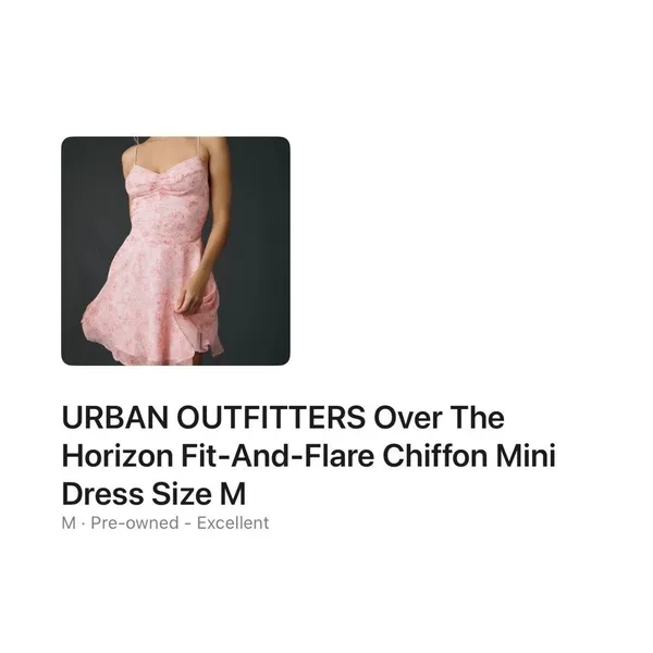 Urban Outfitters Over the Horizon Mini Dress M Pink Floral Chiffon Fit and Flare - Image 7