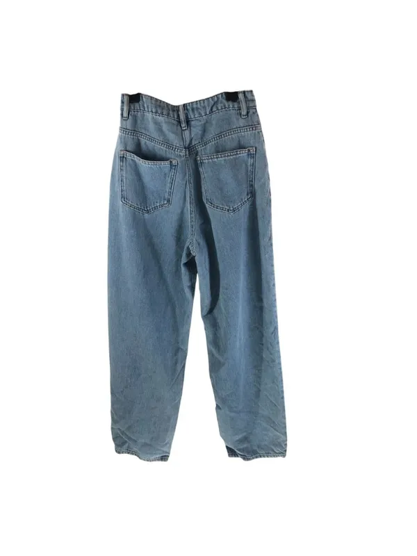 H&M Womens Jeans High Rise Pleated Wide Leg Medium Wash Size 0 - Image 2