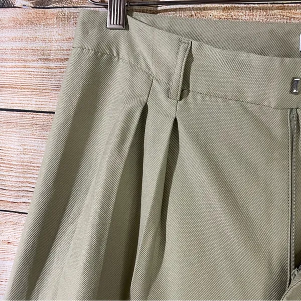 Zara high-rise wide leg pleated green trouser pants with pockets women Size XL - Image 11