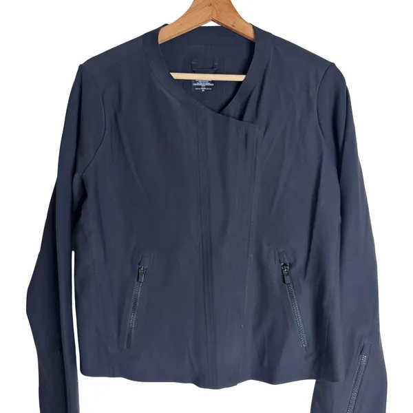Athleta Women's Moto Jacket Asymmetric Zip Lightweight Black Size M - Image 2