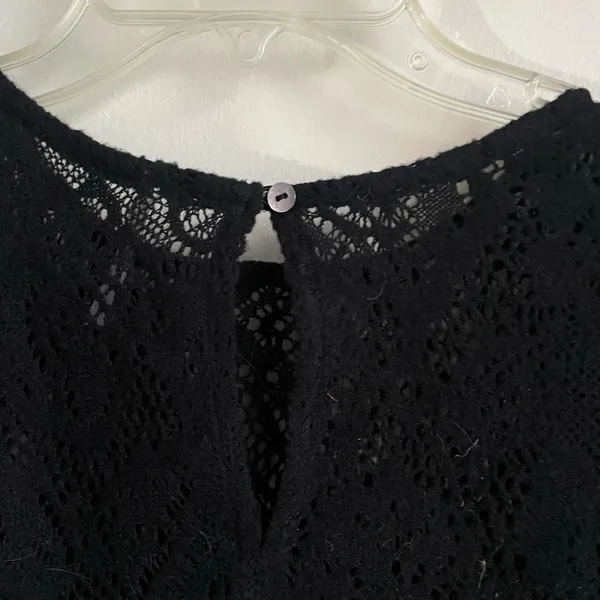 Free People Size Small Black Lace Sweater Dress‎ Puff Sleeve Excellent Condition - Image 6